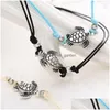 Fußkettchen Damenmode Strand Fußkettchen Armband Schildkröte Charms Fußkettchen Vintage Wachsseil Sommerurlaub Fußkette Schmuck Drop Lieferung Dh Dhrek