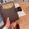 Case Designer Phone Case for iPhone 15 14 pro max 13 11 12 ProMax XR XS Fashion Brand Monogram Print Leather Card Pocket Wallet Handbag Crossbody Lanyard Mobile Cover