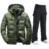 Skiing Suits Ski Suit Men Winter Waterproof Thicken Warm Hooded Windproof Raincoat Snow Pants Outdoor Snowboard Wear Set Male Skiing Overalls 231116