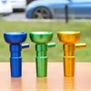 Fumer coloré en aluminium poignée remplaçable 14MM mâle joint bols filtre portable herbe sèche tabac huile plates-formes perruque Wag verre bongs silicone narguilé vers le bas tige