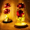 Dekoratif Çiçek Sevgililer Günü Hediye Anneler Ebedi Gül Led Işık Folyo Çiçek Kelebek Cam Kapak