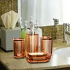 Bath Accessory Set 4Pcs Bathroom Accessories Transparent Toothbrush Holder Soap Dispenser Cup For Household El Decor