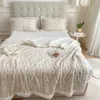 Lamb plush blanket, thickened double layer jacquard taffel , nap blanket, Falai plush blanket