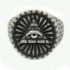 Antik silver rostfritt stål All Seeing Eye of Horus Evil Eye Pyramid Mason Ring Men's Punk Gothic Rings Punk Ancient Jewelry