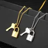 Kedjor rostfritt stål gyllene kärlek lås nyckel charm halsband kreativa unika damer smycken valentins dag gåva