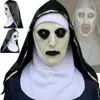 Masques de fête La nonne masque d'horreur Cosplay Valak effrayant masques en Latex avec foulard casque intégral accessoires de fête d'Halloween 2209082102