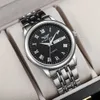 2024 Alloy Steel Band Non Mechanical Roman Mens Watch Business Calendar Quartz