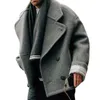 Men's Wool Blends Men's Elegant Autumn Winter Woolen Jacket Luxury Gentleman Short Trench Thicken Warm Fashion Casual Large Lapel Coat 231117