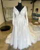 2023 novembre arabo Aso Ebi Plus Size A-line Beach Avorio abito da sposa in pizzo profondo scollo a V abiti da sposa sexy abiti ZJ3022