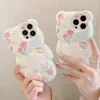 3D Cute Cartoon Bear Cases Pink Ice Cream Melting Graffiti Flowers Butterfly For iPhone 14 13 Pro Max 13 12 11 Pro X XR XS Max Silicone Protective Shockproof Cover