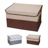 Storage Bottles Box Foldable Large Capacity Cotton Flax Thickened Clothing Basket Home Rectangle Bin With Lid