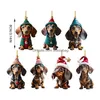 Decorações de Natal Cão Enfeites de Natal Acrílico Dachshund Pingente para Porta Carro Espelho Retrovisor Janela Mochila Parede Árvore Drop de DHC2M