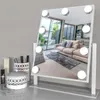 Kompakta speglar Portable LED Light Makeup Mirror Vanity Lights Compact Make Up Pocket Mirrors Vanity Cosmetic Hand Folding LED Mirror Lamp Gift 231116