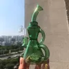 Bong violet vert recycleur huile dab rig tuyau d'eau tuyaux en verre sablier avec banger 14mm pour fumer accessoires narguilés