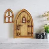 Figurine decorative Set di porte e finestre delle fate per alberi Pixie in legno in miniatura Giardino Decorazioni per esterni Casa Bambini JS22