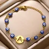 Trendiges Damen-Armband, 18 Karat Gold, Edelstahl, A-Z-Augen, Armbandglieder, für Mädchen und Frauen, schönes Geschenk