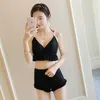 Coreano verão sexy simples preto sem mangas halter princesa tankini maiô de duas peças modesto swimsuit268t