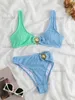 Women's Swimwear Push Up Bikini Sexy Women Swimsuit 2023 Female Swimwear Block Color High Waist Bikini Set Brazilian Biquini Beachwear Bath Suit T230417