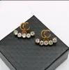Lüks Marka Tasarımcısı 18K Altın kaplama S925 Gümüş çift harfli Saplama G Geometrik Çember Klasik Kadın Kristal Rhindiamone İnci Küpeler Düğün takısı
