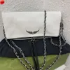 Zadig Voltaire Pochette Rock Swing Your Wings Torba do torby torebki projektant ramię Women Oryginalny skórzany łańcuch klapek luksusowy Cross Body Man Ba6