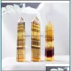 Arts et artisanat Pilier d'énergie en fluorite jaune naturelle Ornements en pierre brute Capacité Tour de quartz Baguettes de guérison minérale Reiki Cristal Ottos