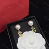 Boucles d'oreilles perle Designer pour femmes hommes bijoux de luxe or amour boucle d'oreille forme cristal Dangle Double V lettre 925s bijoux en argent mariage classique avec boîte