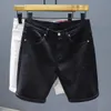 شورت الرجال الكلاسيكية البيضاء Balck Denim Shorts Summer Thin Corean Trend Trend Straight-Strain-Length-Fengous Fenge Bants Salting Jeans Jeans 230417