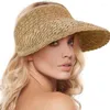 Wide Brim Hats Summer Solid Color Petal Straw Breathable Empty Top Hat All-match Beach Sun Surprise Gift For Valentine's Day X4YC
