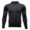 Men's Jackets Men's Running Training Hoodies Elastic Breathable Hooded Zipper Up Quick Drying Man Hooded Training Fitness Sportwear Gym Cloth Black