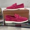 Dress Shoes Designer Luxury Kid Suede Leather Loafers For Women Casual LP Brand Mocasines Bekväm gå 230417