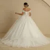 Abito da sposa avorio di lusso per la sposa con spalle scoperte senza maniche da donna Abiti da sposa glitterati Abito da ballo con perline Principessa Pricess Vestido De Novia Matrimonio 2023