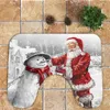 Toalettstol täcker julomslaget 3D Santa Snowman Print Bath Matt Lock Contour Rug Kit