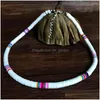 Chokers Choker Bohemian Clay Naszyjnik Heishi Bead Surfer Beach dla kobiet polimer letni biżuteria