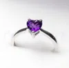 Anelli a grappolo Anello con ametista Natural Real 925 Sterling Silver Fine Jewelry Love Heart Style 0.5ct Gemstone # T18100804