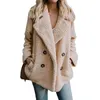 Women's Wool Blends Women Autumn Winter Long Sleeve Single Breasted Fleece Teddy Bear Sherpa Jacket Coats with Pockets Outerwear Khaki Pink 231116