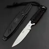 High Quality K Outdoor Survival Straight Knife 440C Satin Blade Full Tang Paracord Handle Fixed Blade Knives with ABS Sheath