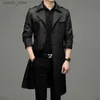 Men's Trench Coats Brand Business Men's Windbreaker 2023 Autumn High-quality Khaki Navy Black Double-breasted Trench Coat Fashion Male New Clothing Q231118