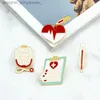 Pins Brooches Cartoon Medical Brooch for Doctor Nurse Stethoscope Syring Heart Enamel Pins Hospital Record Book Coat Lel Badge Jewelry GiftsL231117