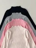 Pullover Autunno Ragazza Baby Pit a righe maniche lunghe Camicia che tocca il fondo Bambini Costine Ruffle T-shirt sottile Kid Cotton Solid Casual Tees 231117