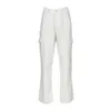 Jeans pour femmes Vintage femmes mode blanc bleu taille haute Jeans décontractés ample Omighty jambe large poche Cargo pantalon solide salopette pantalon 230417