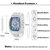 기타 시계 Miss Luxury Mens Fashion Hip Hop Iced Diamond Diamond Waterproof Tonneau AAA Quartz Wristwatch Male Reloj 231117