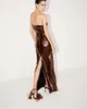 Casual jurken Hoogwaardige zomer Gold Spaghetti Strpas Backless Elegant Mid Bodycon Bandage Dress Celebrity Designer Fashion