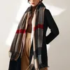 Scarves Scarf Women s Wholesale 2023 Winter Checker Print Tassel Imitation Cashmere Fashion Warm Shawl Neck 231117