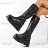 Laarzen Vrouwen Sleehak Laarzen 2022 Hoge Hakken Platform Trendy Cool Gothic Zwarte Vampier Cosplay Kuitlaarzen Schoenen Dames Maat 43 T231117