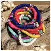 Strand z koralikami surfer heishi stosowne bransoletki dla kobiet Rainbow winyl z koralikami stretch przyjaźń bohemian letnie prezenty na plażę Drop d d dh8e4