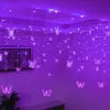 LED Strings 220V 110V 3.5m Butterfly LED Curtain Light Christmas Garland LED String Fairy Lights For Holiday Wedding Party Home Decoration P230414