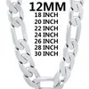 Collar de plata de ley 925 maciza para hombre, cadena cubana clásica de 12MM, dije de 18-30 pulgadas, joyería de moda de alta calidad para boda 220209271u