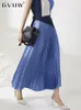 Faldas GVUW Falda Midi de Color Sólido Plisada Mujer A-line Suelta Elástica Cintura Alta Moda Slim Fit Verano Ropa Femenina 17D115 230417