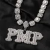 A-Z aangepaste naam vergulde CZ diamant Iced Out cursieve letter initiële ketting voor vrouwen mannen hip hop ketting met 24 inch touw Ch242s