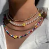 Anhänger Halsketten Böhmen Mehrschichtige Perle Regenbogen Perlen Choker Halskette Für Frauen Acryl Obst Herz Perlen Kette Halsketten Strand Schmuck Z0417